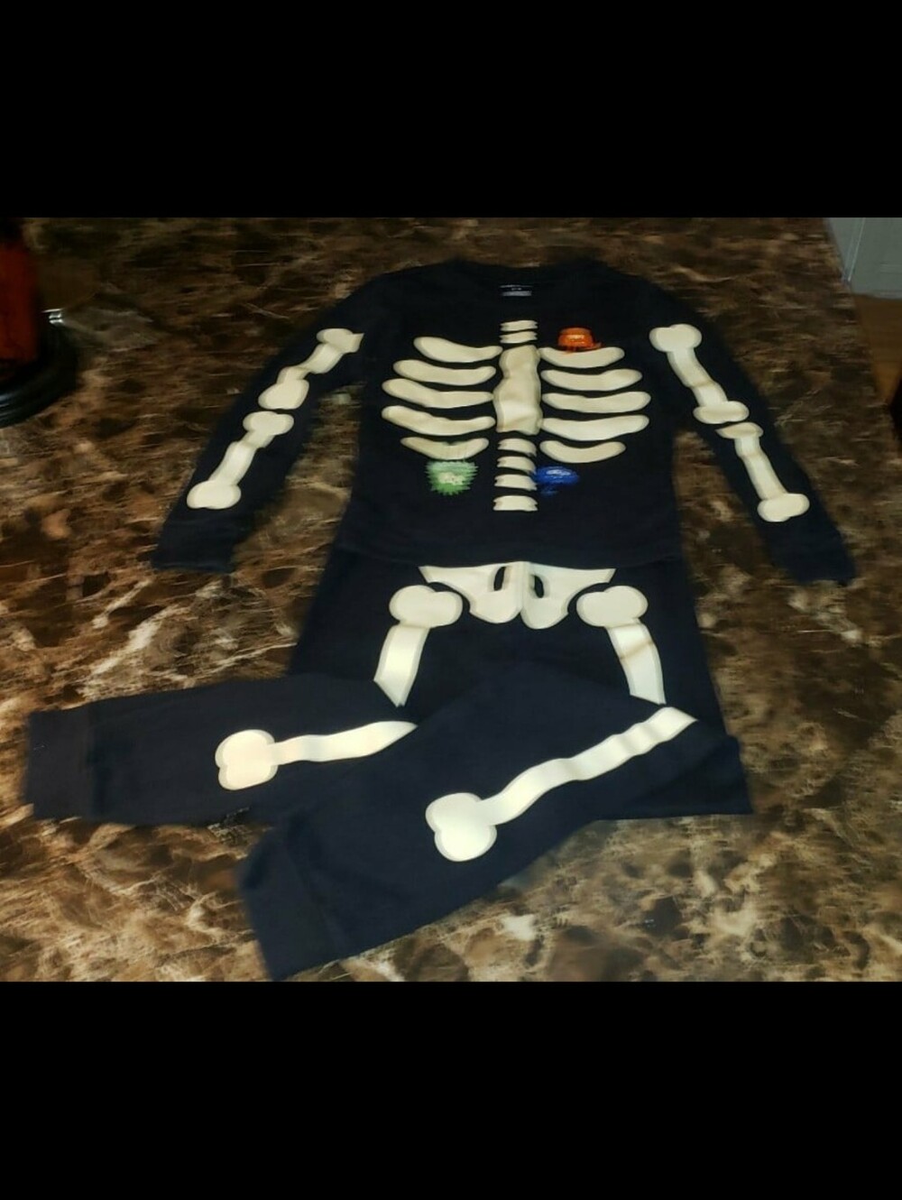 Gymboree Halloween Skeleton With Flocked Monsters PJ Set